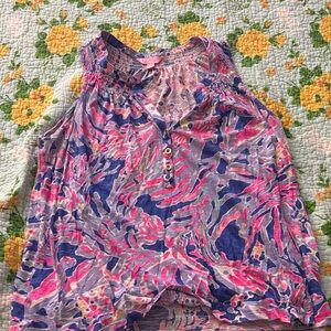 Lilly Pulitzer Pink and Blue Patterned Blouse